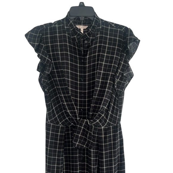 Rebecca Taylor 100% Silk Black Plaid Jumpsuit Size 6 - Picture 5 of 10
